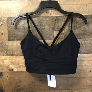 NWT Sincerely Jules Bandier Bryn Strappy Black Longline Sports Bra Women’s Large